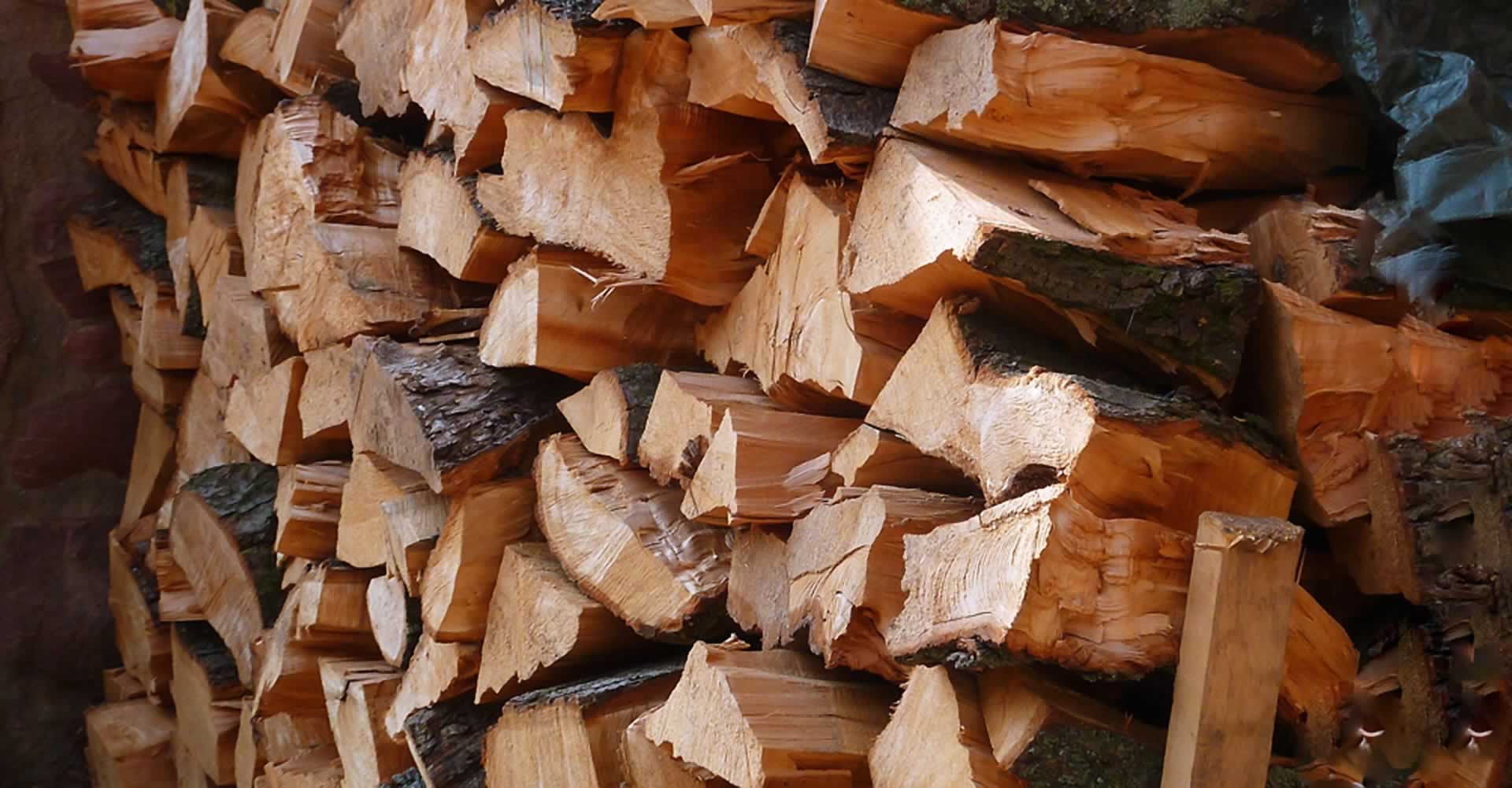 a pile of seasoned firewood logs
